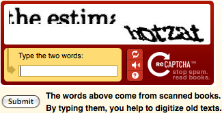 Old text-based reCaptcha